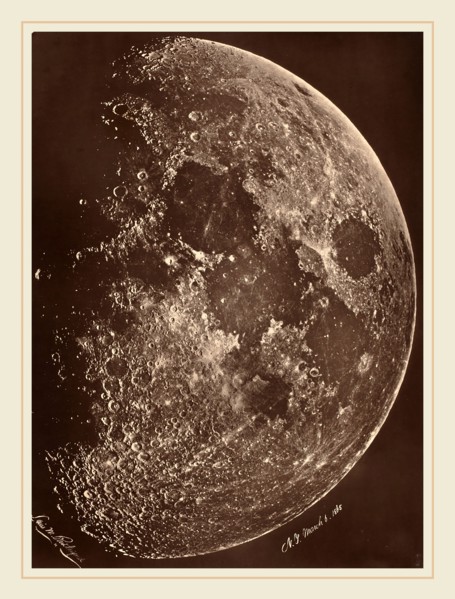 Lewis Rutherford (American, 1816-1892), Photographie de la lune a son 1er Quartier, 1865, albumen