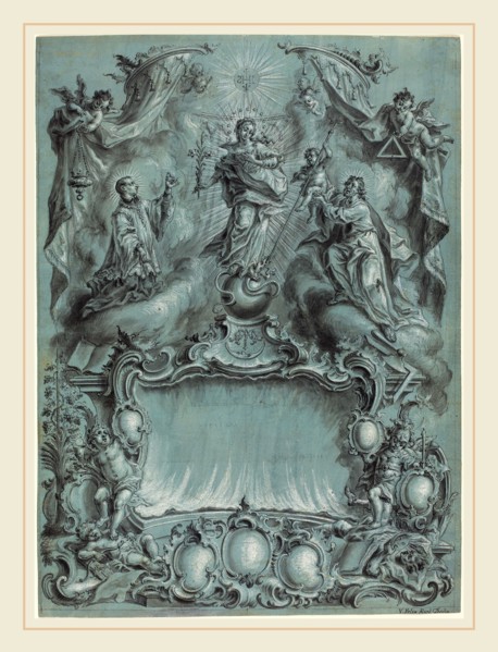 Vitus Felix Rigl (German, c. 1717-1779), An Elaborate Rococo Setting with the Virgin and Child and