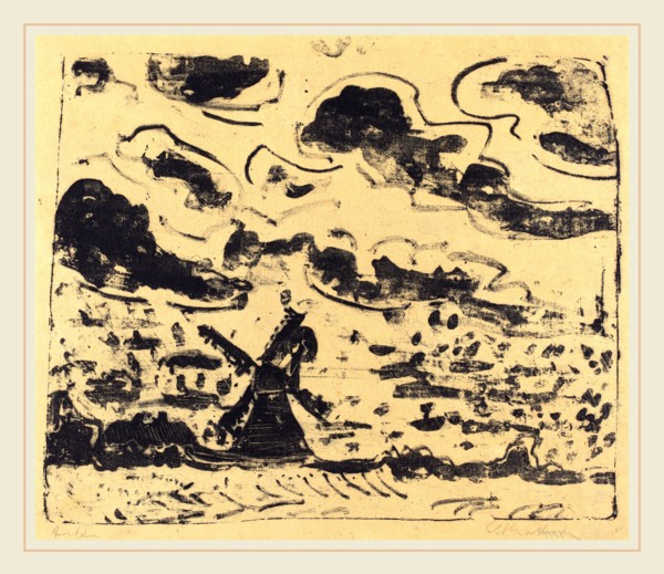 Ernst Ludwig Kirchner, Windmill near Burg on Fehmarn (WindmÃ¼hle bei Burg auf Fehmarn), German,