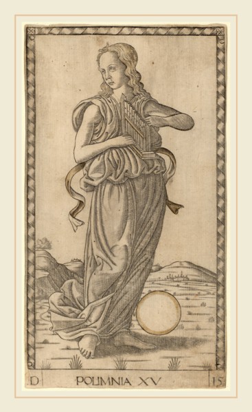 Master of the E-Series Tarocchi (Italian, active c. 1465), Polimnia (Polyhymnia), c. 1465,