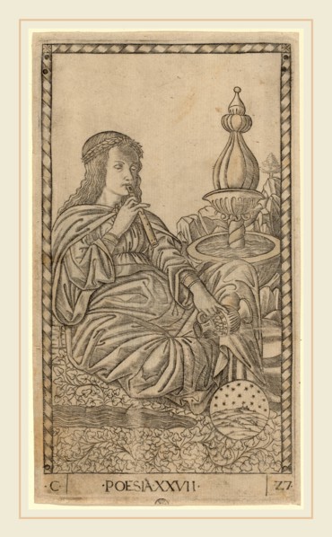 Master of the E-Series Tarocchi (Italian, active c. 1465), Poesia (Poetry), c. 1465, engraving with