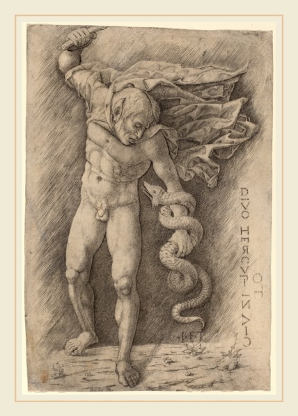 Workshop of Andrea Mantegna, Faun Battling a Snake, c. 1500, engraving