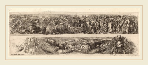 Stefano Della Bella (Italian, 1610-1664), Two Ornamental Bands with Chained Leopards and Eagles,