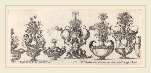 Stefano Della Bella (Italian, 1610-1664), Fantastic Vases, probably 1646, etching on laid paper
