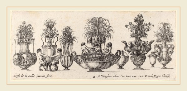 Stefano Della Bella (Italian, 1610-1664), Fantastic Vases, probably 1646, etching on laid paper