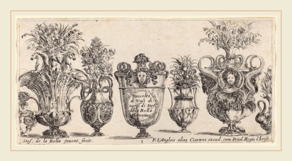 Stefano Della Bella (Italian, 1610-1664), Fantastic Vases, probably 1646, etching on laid paper