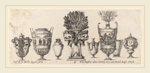 Stefano Della Bella (Italian, 1610-1664), Fantastic Vases, probably 1646, etching