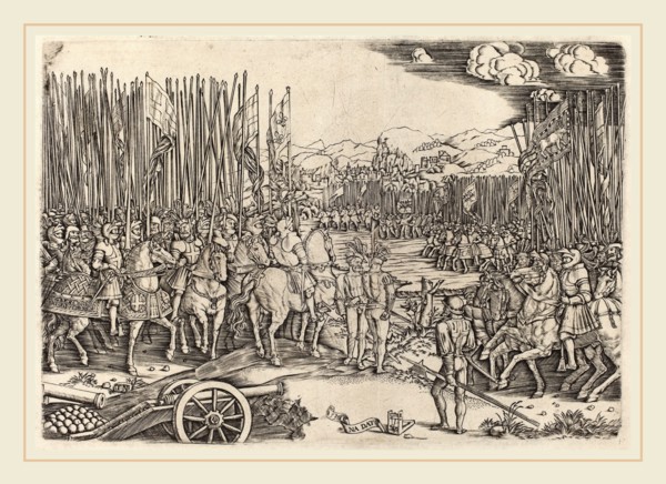 Master NA.DAT with the Mousetrap (Italian, active c. 1512), The Two Armies at the Battle of