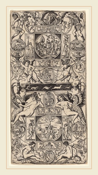 Nicoletto da Modena (Italian, active 1500-1512), Ornament Panel with Orpheus and the Judgment of