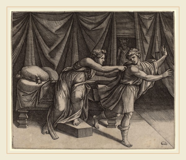 Marcantonio Raimondi after Raphael (Italian, c. 1480-c. 1534), Joseph and Potiphar's Wife,
