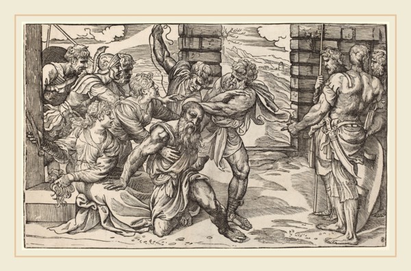 NiccolÃ² Boldrini after Titian (Italian, 1510-1566 or after), Samson and Delilah, c. 1540, woodcut