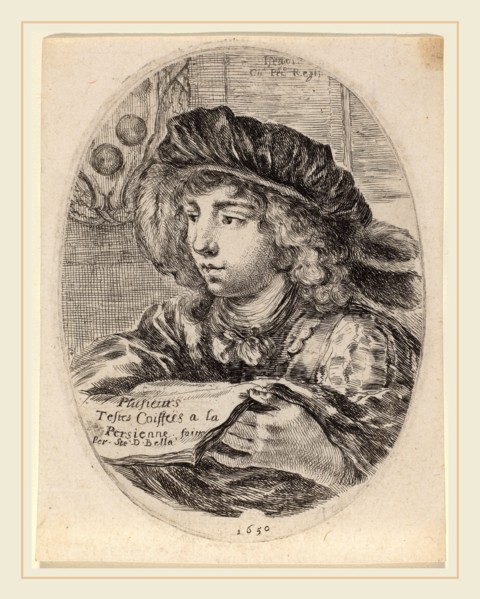 Stefano Della Bella (Italian, 1610-1664), Title Page for "Plusieurs Testes Coiffées a la