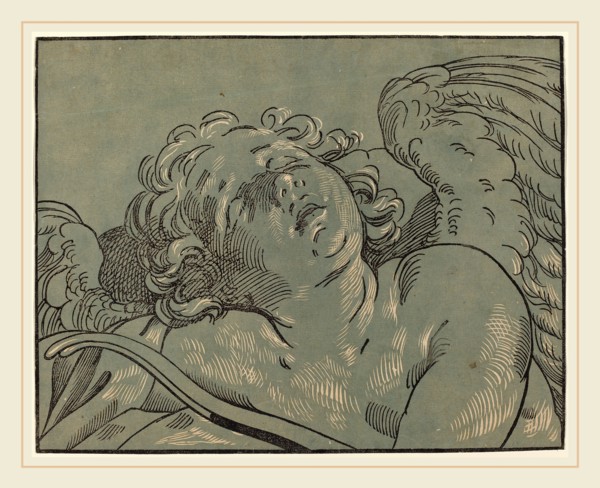 Bartolomeo Coriolano after Guido Reni (Italian, active 1627-1653), Cupid Asleep, chiaroscuro