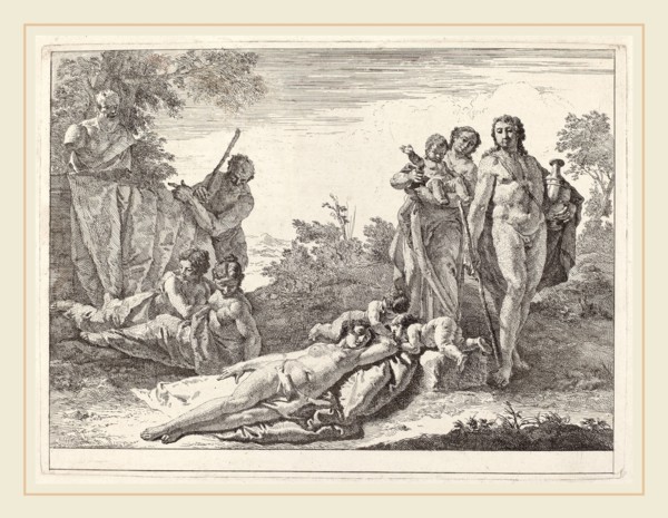 Francesco Fontebasso (Italian, 1709-1769), Apollo and Nymphs in a Landscape with a Bust of Pan,