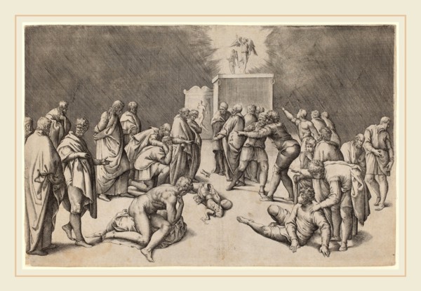 Battista Franco (Italian, probably 1498-1561), The Arc of the Lord in the Temple of Dagon,