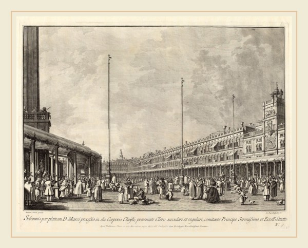 Giovanni Battista Brustolon after Canaletto (Italian, 1712-1796), Procession on Corpus Christi Day