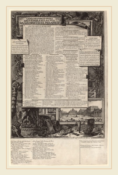 Giovanni Battista Piranesi (Italian, 1720-1778), Catalogo delle Opere, etching