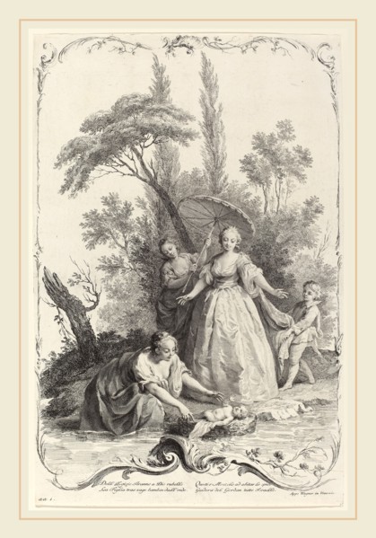 Joseph Wagner (publisher) after Jacopo Amigoni (German, 1706-1780), The Finding of Moses, c. 1745,