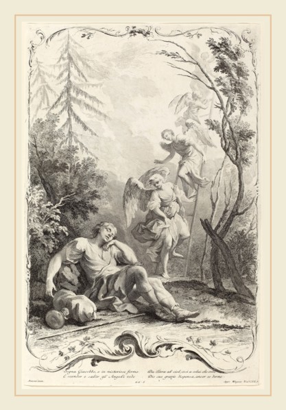 Joseph Wagner (publisher) after Jacopo Amigoni (German, 1706-1780), Jacob's Ladder, c. 1745,