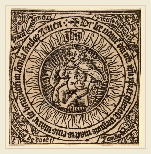 Netherlandish 15th Century, Divine Infant with the Globe in a Circle  with Four Angels, probably c.