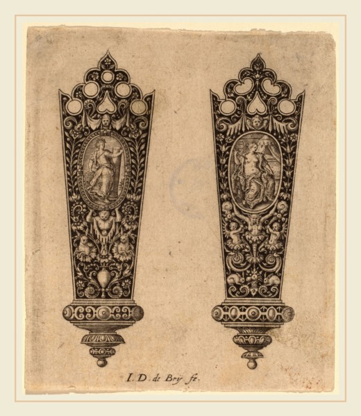 Theodor de Bry (Flemish, 1528-1598), Ornament for Knife Handle, engraving