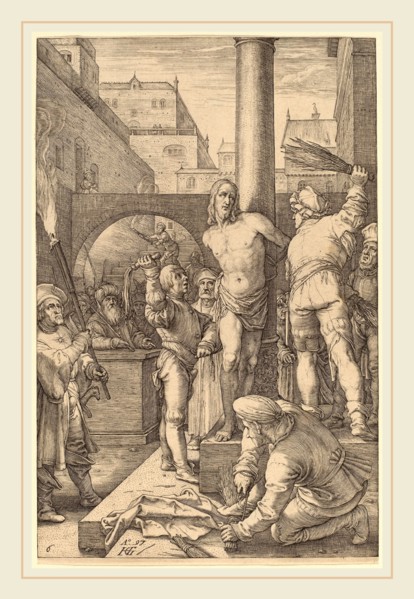 Hendrik Goltzius (Dutch, 1558-1617), Flagellation of Christ, 1597, engraving