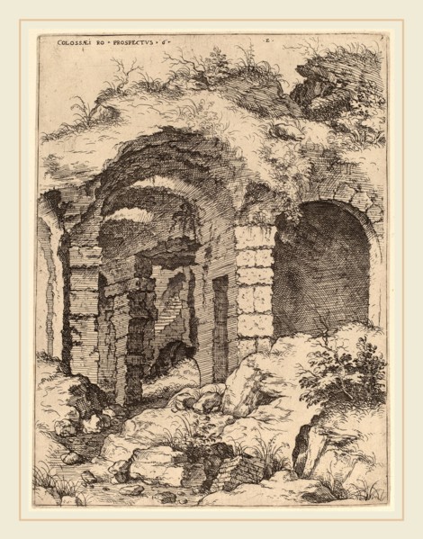 Hieronymus Cock (Flemish, c. 1510-1570), Sixth View of the Colosseum, probably 1550, etching on