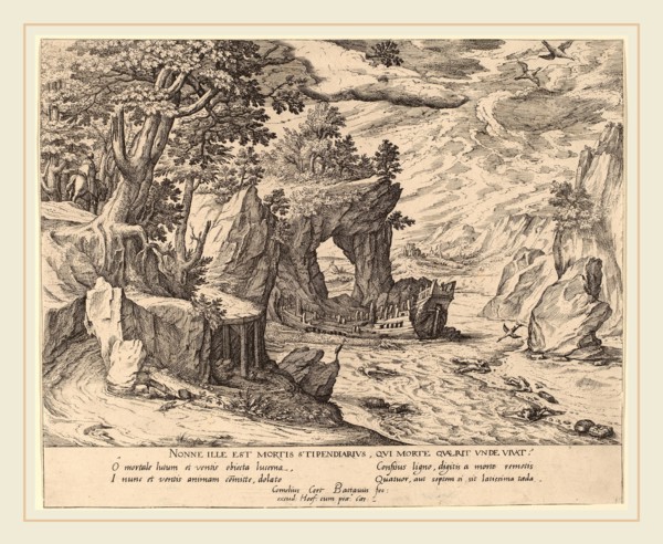 Cornelis Cort (Netherlandish, 1533-1578), After the Shipwreck, etching and engraving