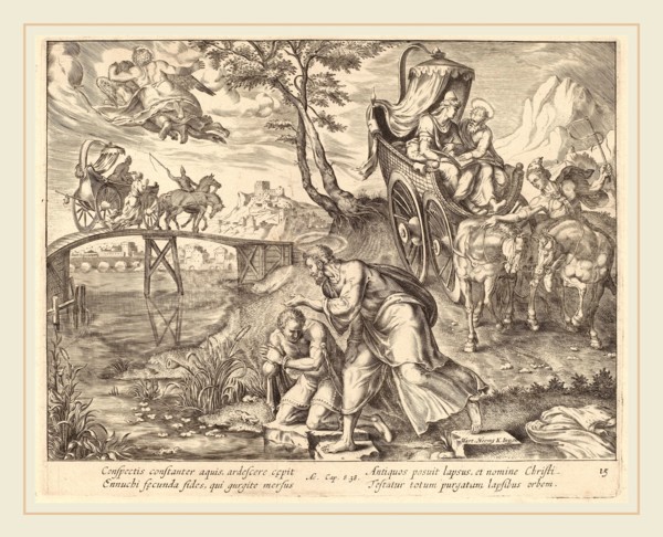 Philip Galle after Maerten van Heemskerck (Flemish, 1537-1612), The Baptism of the Eunuch by Saint