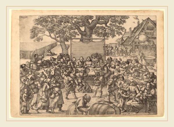 Peter van der Borcht (Flemish, 1545-1608), The Large Rustic Wedding Feast, 1560, etching and