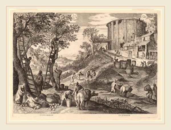 Aegidius Sadeler II after Paul Bril (Flemish, c. 1570-1629), September and October, 1615, engraving