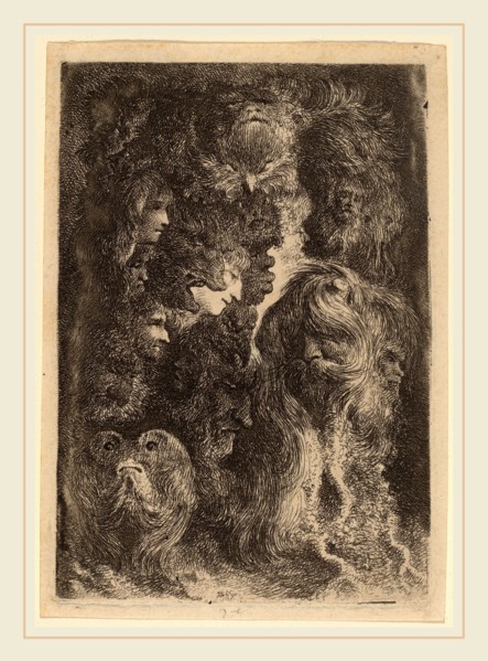 Jacques de Gheyn III (Dutch, probably 1599-1657), Fantastic Heads, 1638, etching