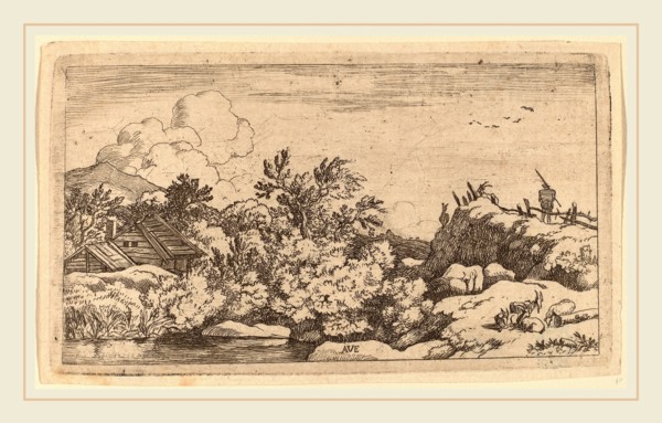 Allart van Everdingen (Dutch, 1621-1675), Goat Herd on a Hill, probably c. 1645-1656, etching
