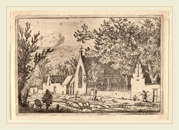Allart van Everdingen (Dutch, 1621-1675), Swine Herd near a Chapel, probably c. 1645-1656, etching
