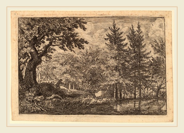 Allart van Everdingen (Dutch, 1621-1675), Fir Trees at the Water, probably c. 1645-1656, etching