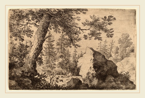 Allart van Everdingen (Dutch, 1621-1675), Boulder in the Woods, probably c. 1645-1656, etching