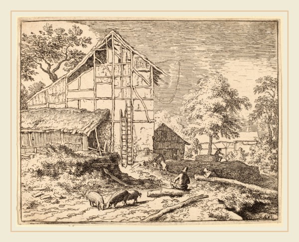 Allart van Everdingen (Dutch, 1621-1675), Cottage with Two Ladders, probably c. 1645-1656, etching