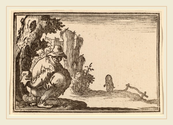 Edouard Eckman after Jacques Callot (Flemish, born c. 1600), Peasant Defecating, 1621, woodcut