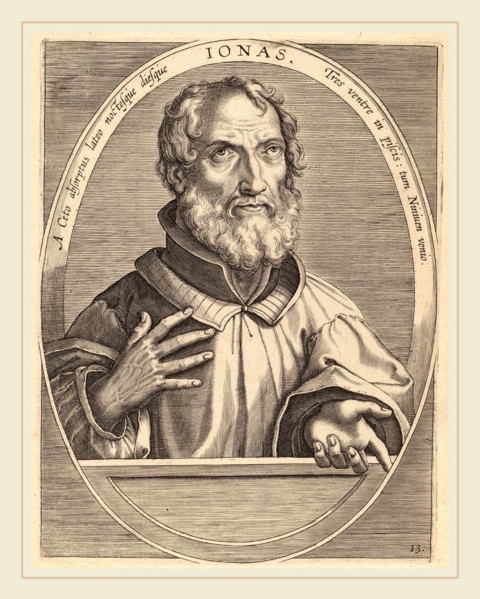 Theodor Galle after Jan van der Straet (Flemish, c. 1571-1633), Ionas, published 1613, engraving on