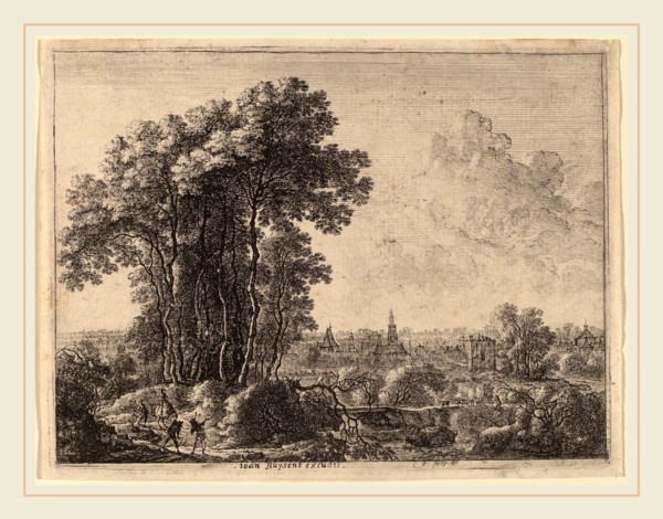 Gilles Neyts (Flemish, 1623-1687), Landscape with Horseman and Three Travelers, etching