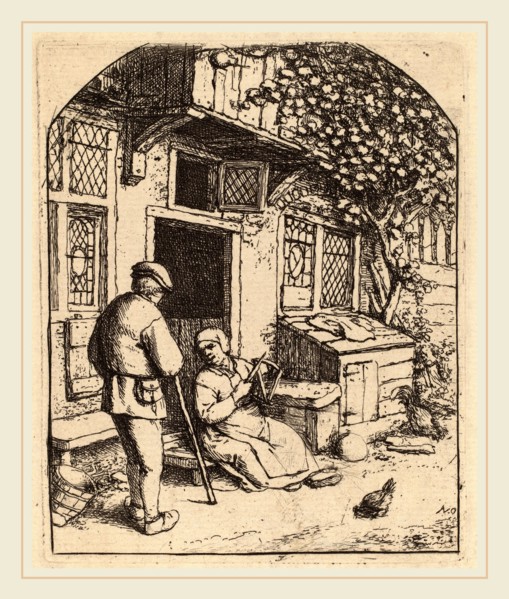 Adriaen van Ostade (Dutch, 1610-1685), Woman Winding upon a Reel (La Devideuse), probably 1684,