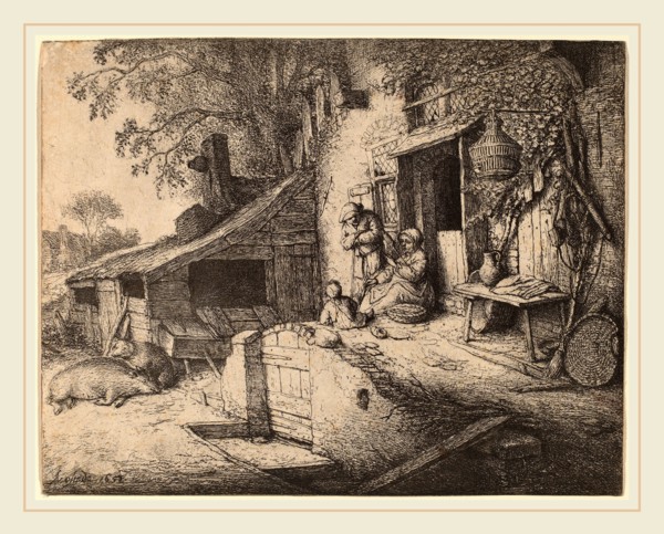 Adriaen van Ostade (Dutch, 1610-1685), The Spinner, 1652, etching