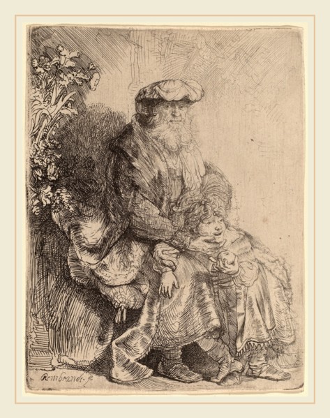Rembrandt van Rijn (Dutch, 1606-1669), Abraham Caressing Isaac, c. 1637, etching