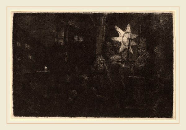 Rembrandt van Rijn (Dutch, 1606-1669), The Star of the Kings: a Night Piece, c. 1651, etching, with