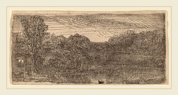 Rembrandt van Rijn (Dutch, 1606-1669), Small Gray Landscape: a House and Trees beside a Pool, c.