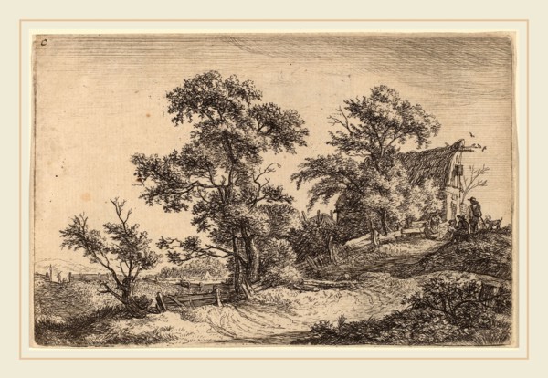 Anthonie Waterloo (Dutch, 1609-1610-1690), Cottage on a Hill, etching