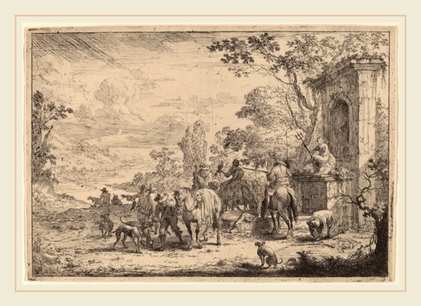 Peeter Bout (Flemish, 1658-1719), Huntsmen Resting, etching