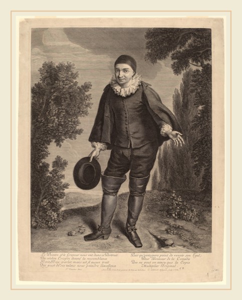 Gerard Edelinck after Theodor Netscher (Flemish, 1640-1707), Raimond Poisson as Crispin, engraving