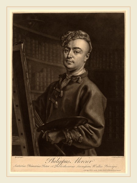 John Faber II after Philip Mercier (Dutch, c. 1684-1756), Philip Mercier, 1735, mezzotint on laid