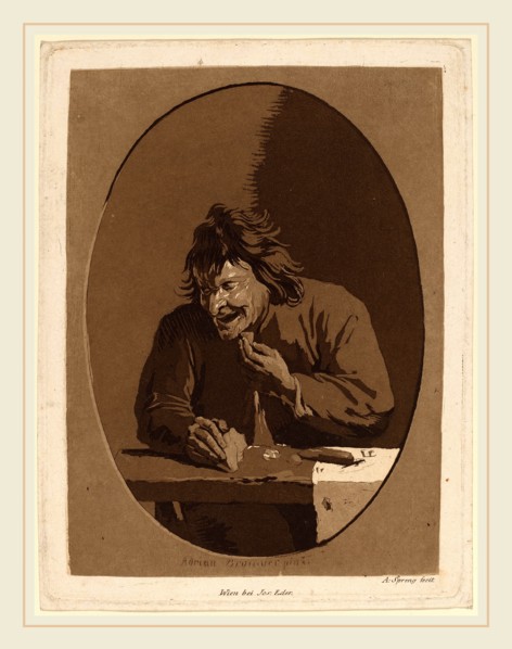 Anton Spreng after Adriaen Brouwer (Austrian, 1770-1845), A Peasant Eating, aquatint and etching